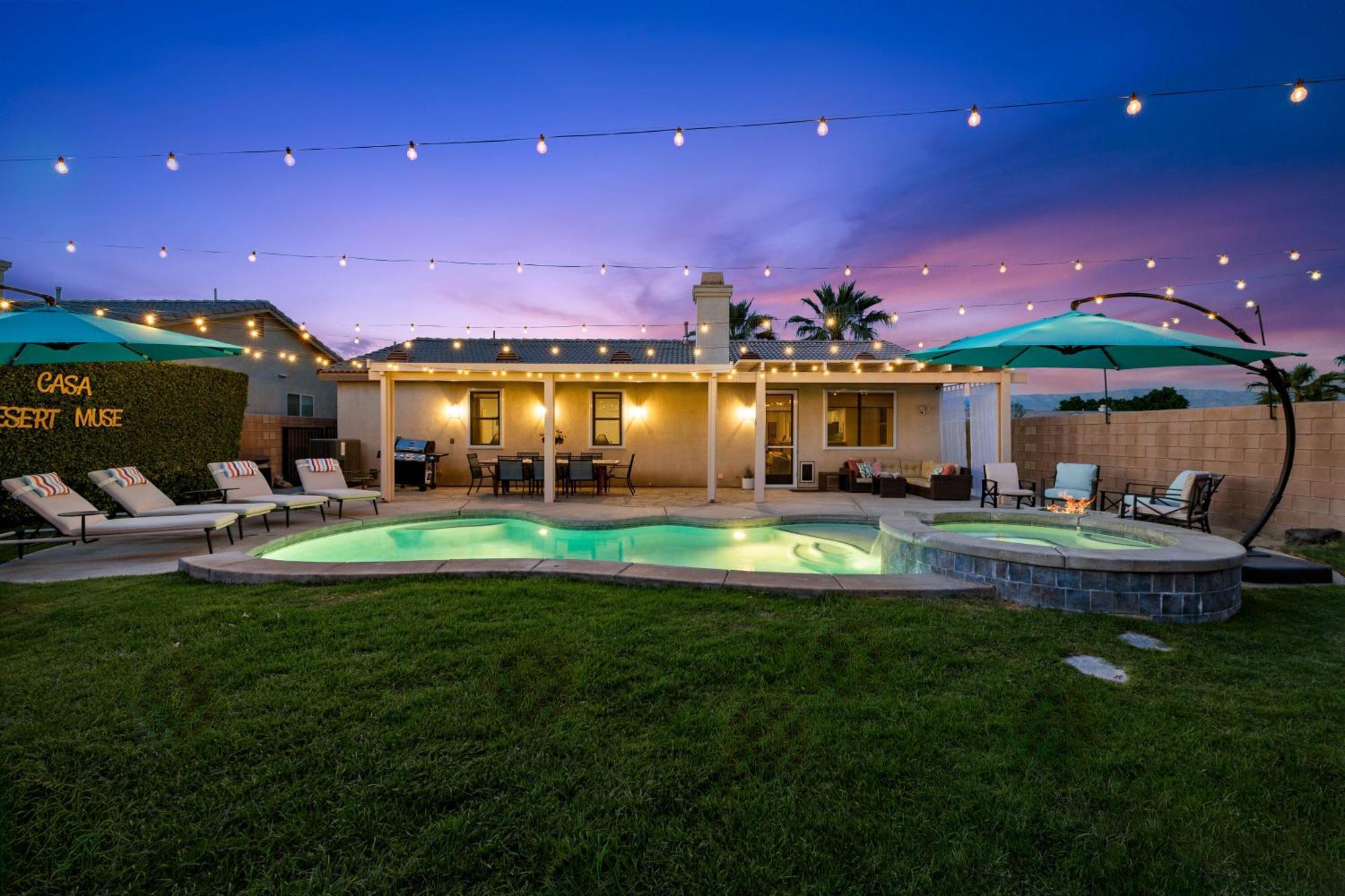 Casa Desert Muse With Heated Pool Spa Firepit Mini Golf And Games インディオ エクステリア 写真